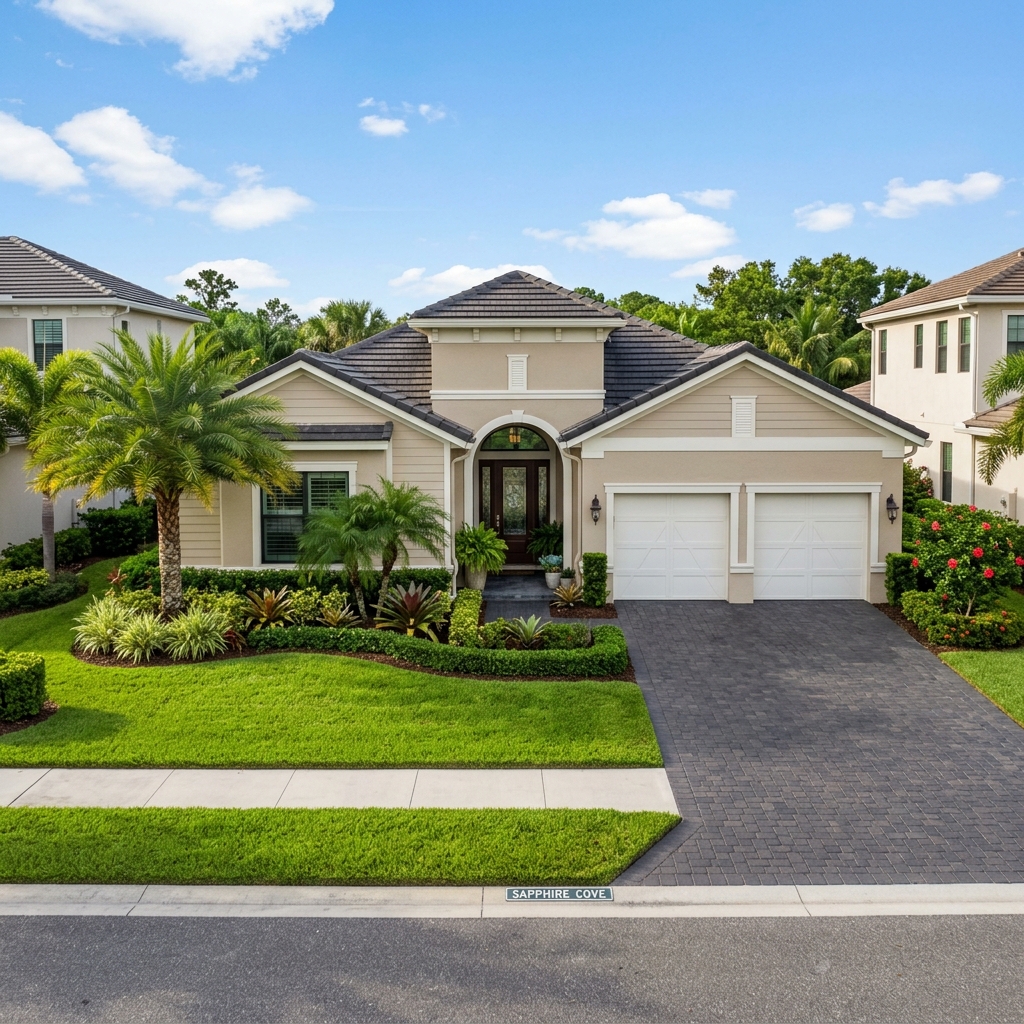 Freshly painted HOA community home in a Martin County Florida master-planned development — ARB-approved color scheme